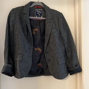 Boden Gray Herringbone Blazer